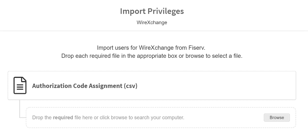 Import Privileges page